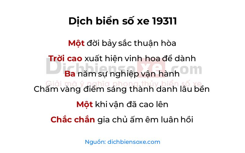 Dịch thơ biển số 19311