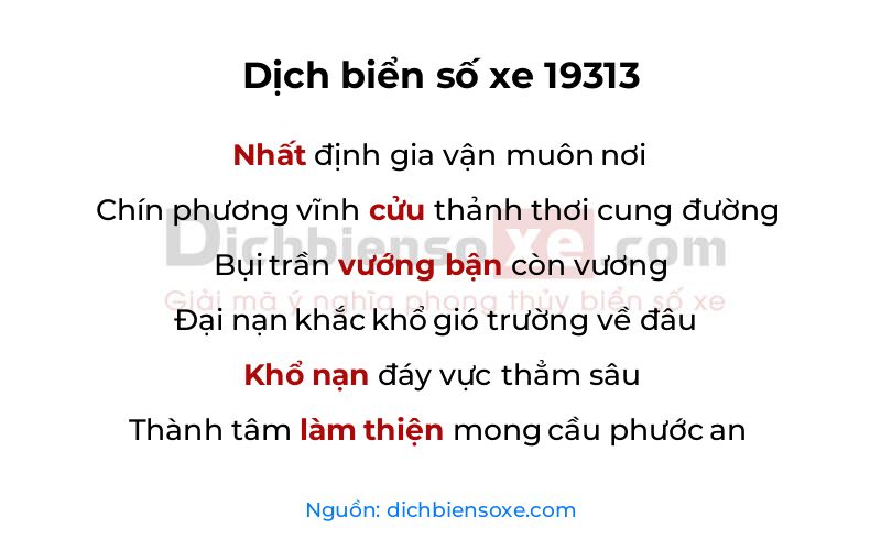 Dịch thơ biển số 19313