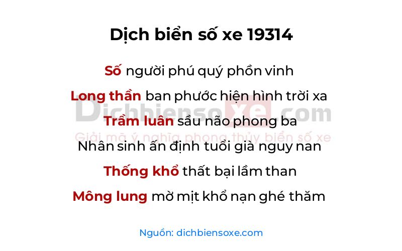 Dịch thơ biển số 19314