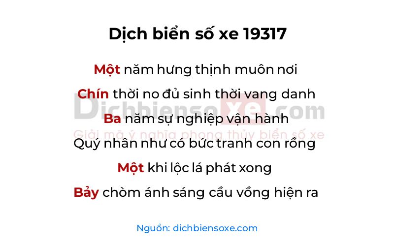 Dịch thơ biển số 19317