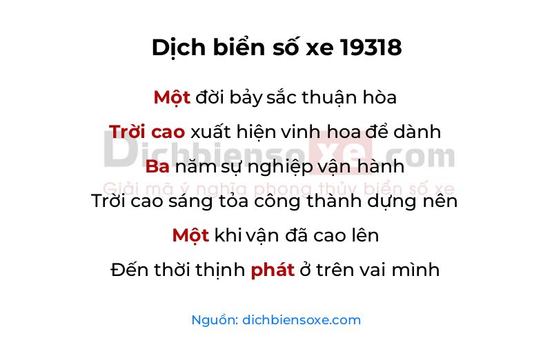 Dịch thơ biển số 19318