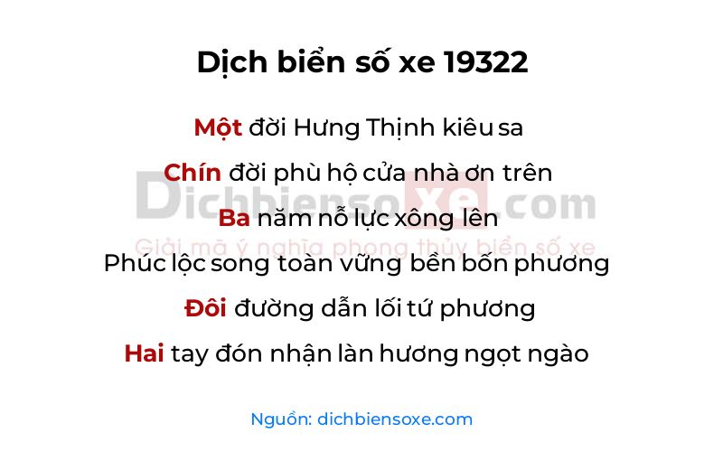 Dịch thơ biển số 19322