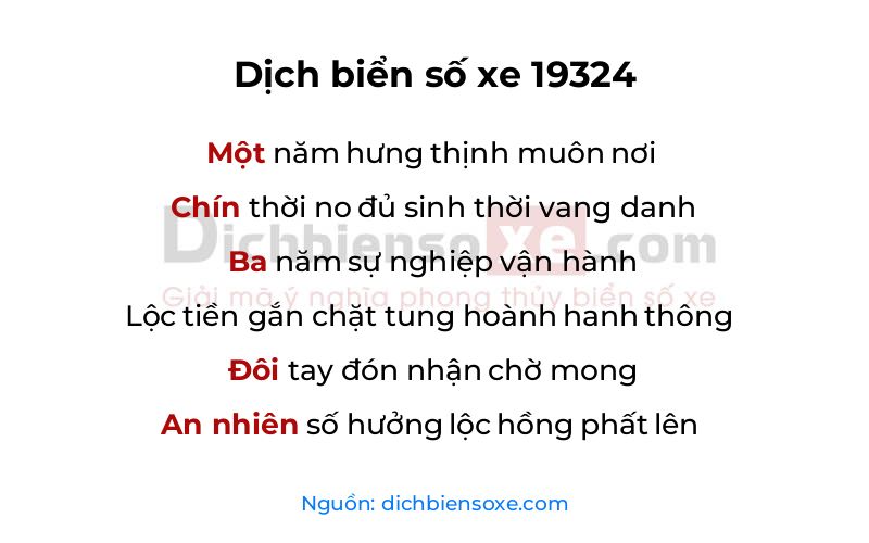 Dịch thơ biển số 19324