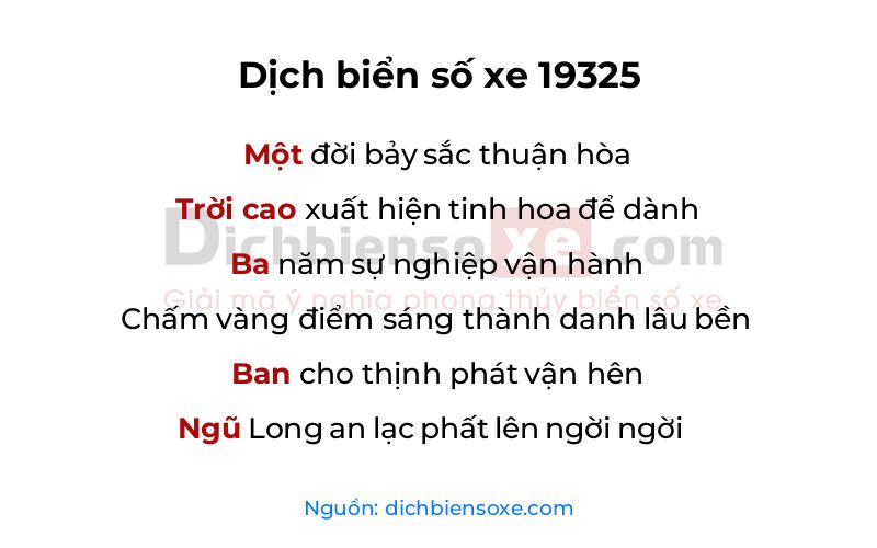 Dịch thơ biển số 19325