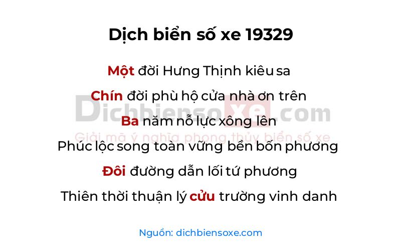 Dịch thơ biển số 19329