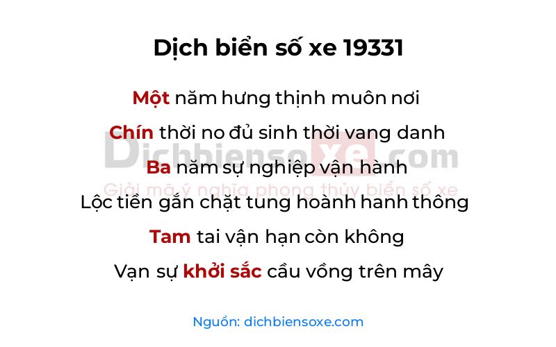 Dịch thơ biển số 19331