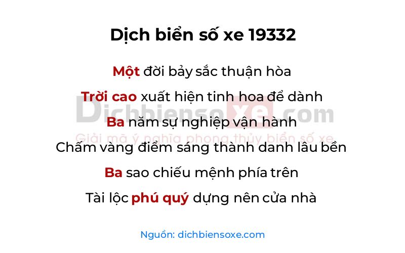 Dịch thơ biển số 19332
