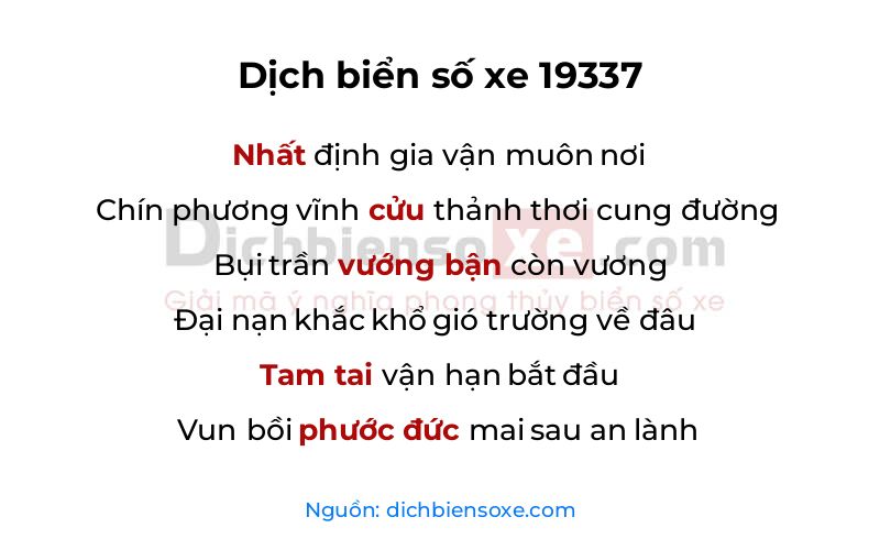 Dịch thơ biển số 19337
