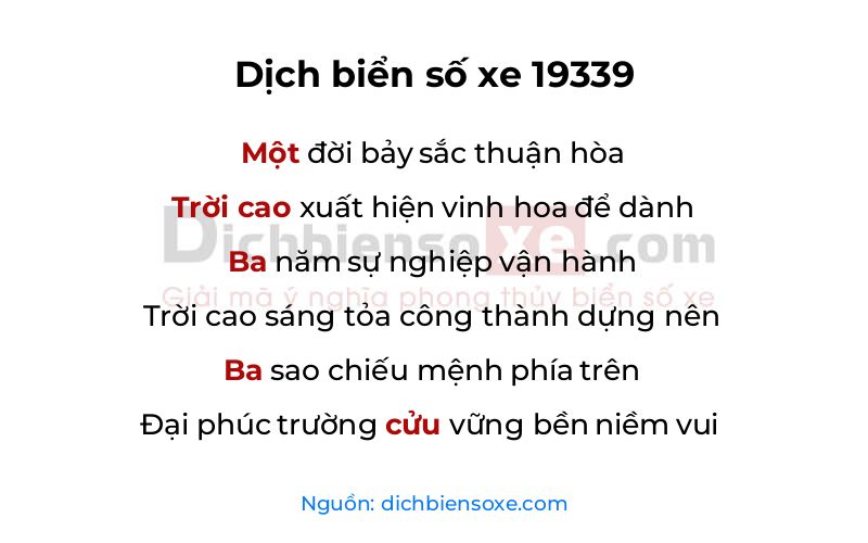 Dịch thơ biển số 19339