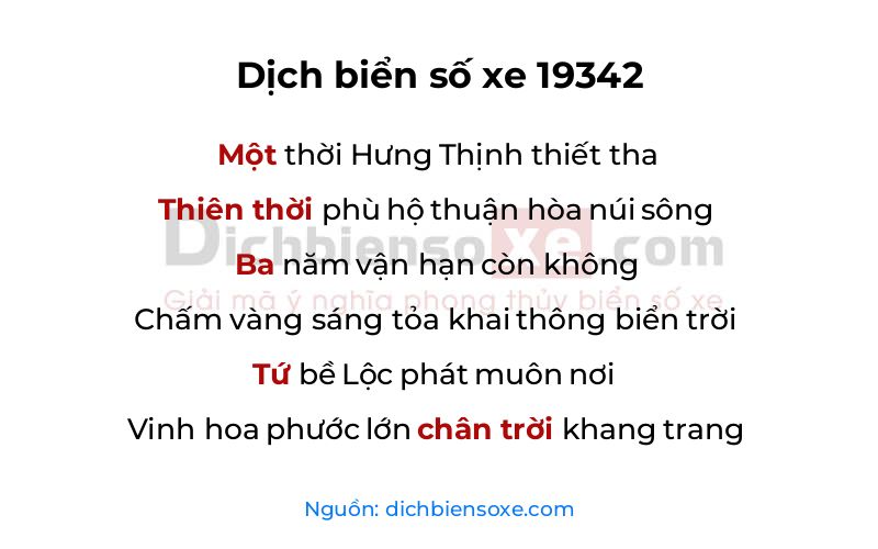 Dịch thơ biển số 19342