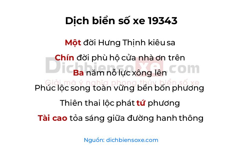Dịch thơ biển số 19343