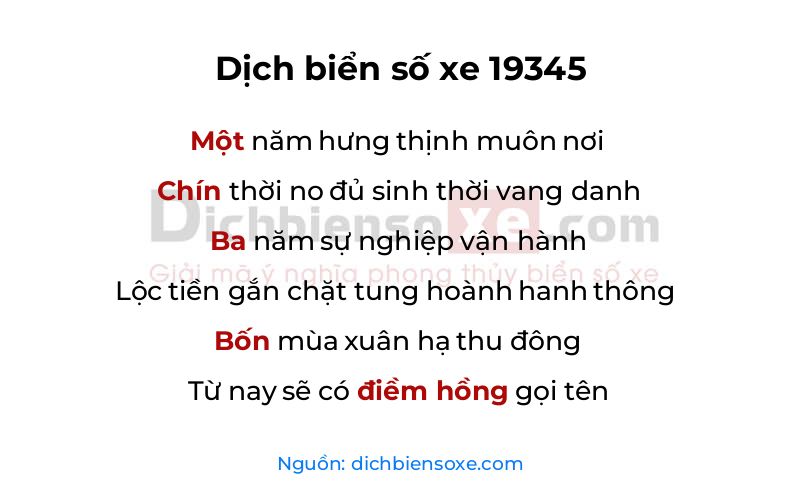 Dịch thơ biển số 19345
