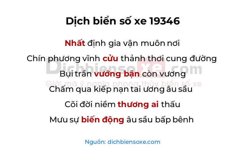Dịch thơ biển số 19346