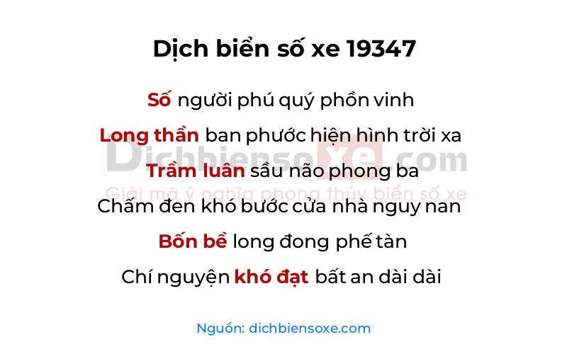 Dịch thơ biển số 19347