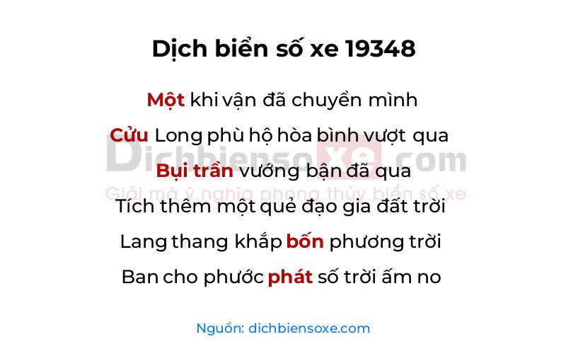 Dịch thơ biển số 19348