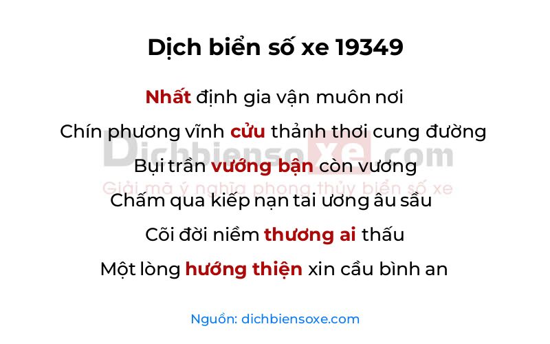 Dịch thơ biển số 19349
