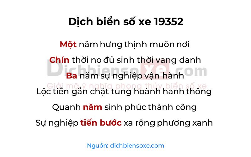 Dịch thơ biển số 19352