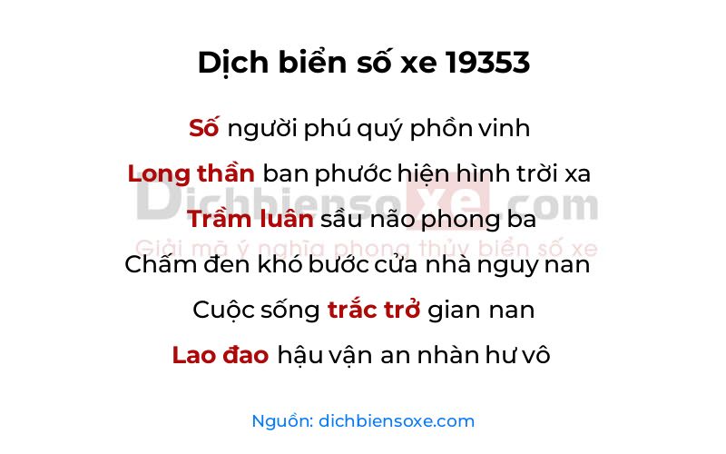 Dịch thơ biển số 19353