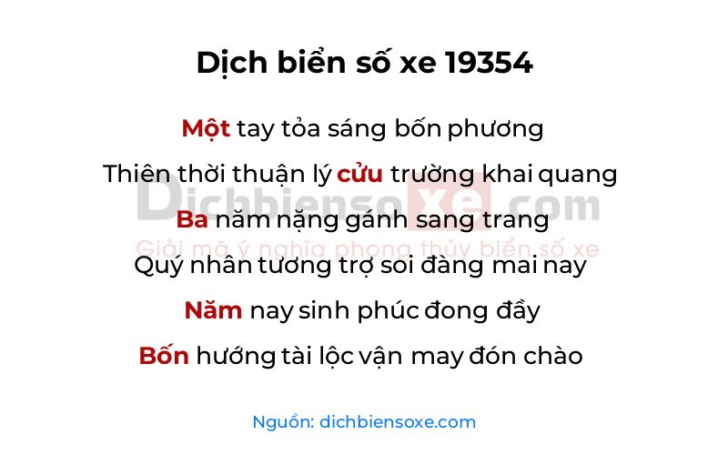 Dịch thơ biển số 19354