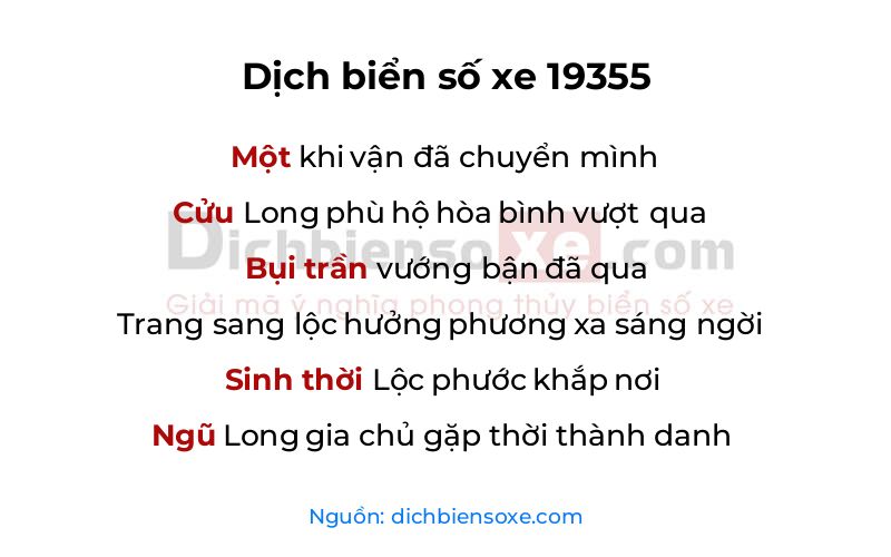 Dịch thơ biển số 19355