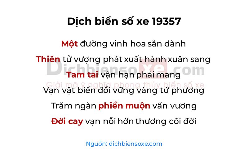 Dịch thơ biển số 19357