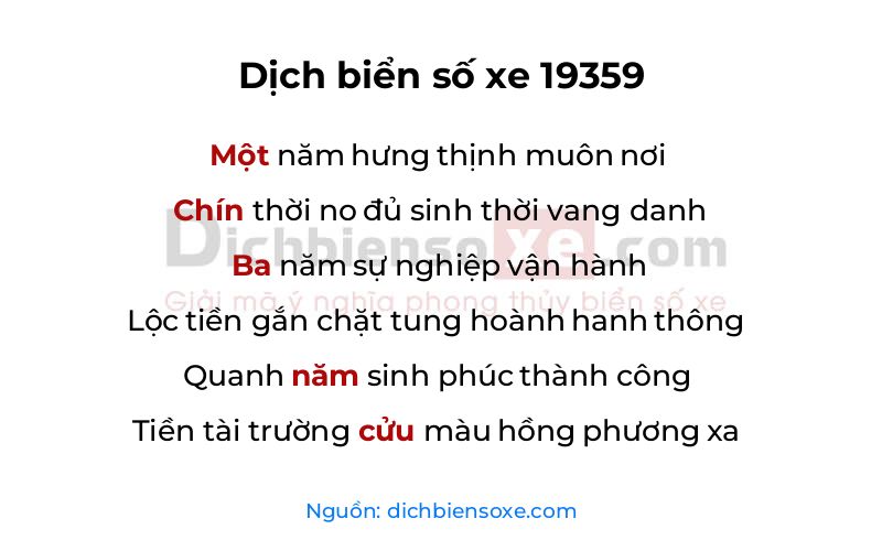 Dịch thơ biển số 19359