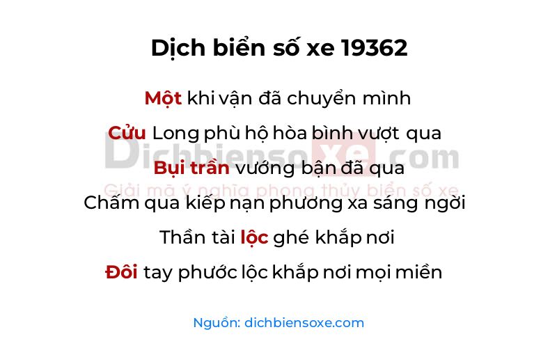 Dịch thơ biển số 19362