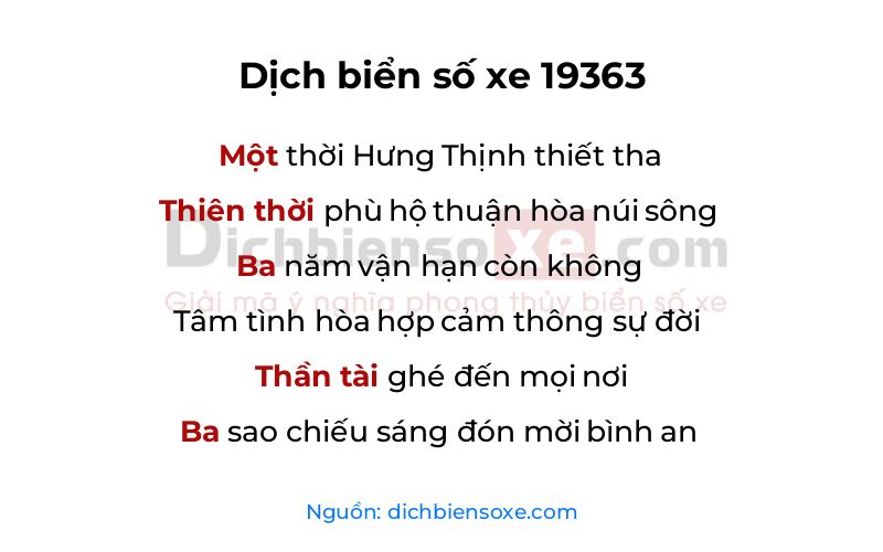 Dịch thơ biển số 19363