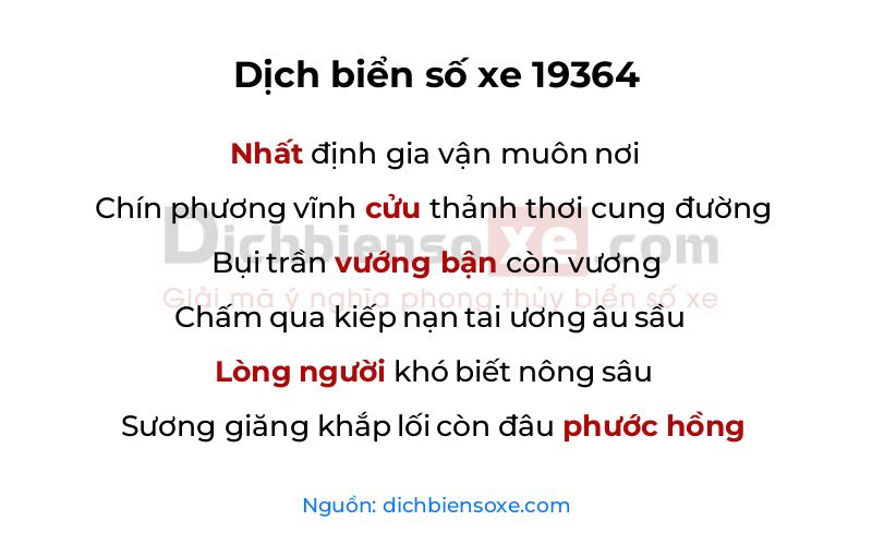 Dịch thơ biển số 19364