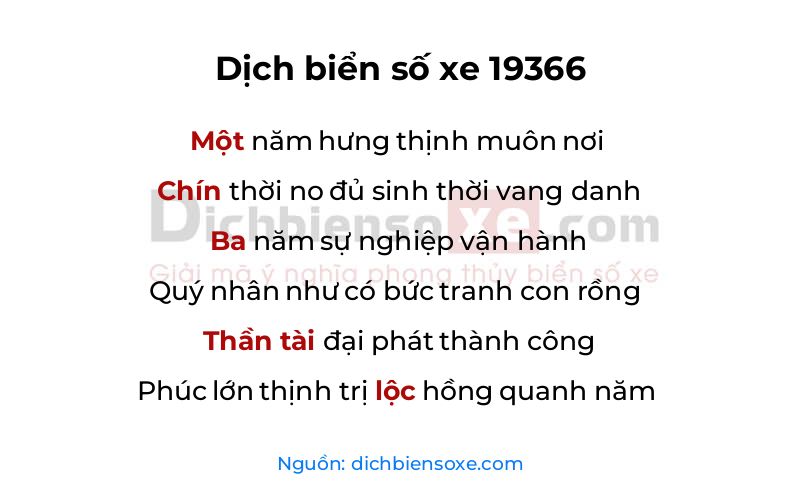 Dịch thơ biển số 19366