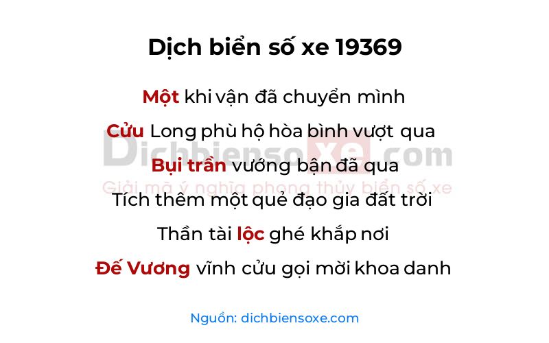 Dịch thơ biển số 19369