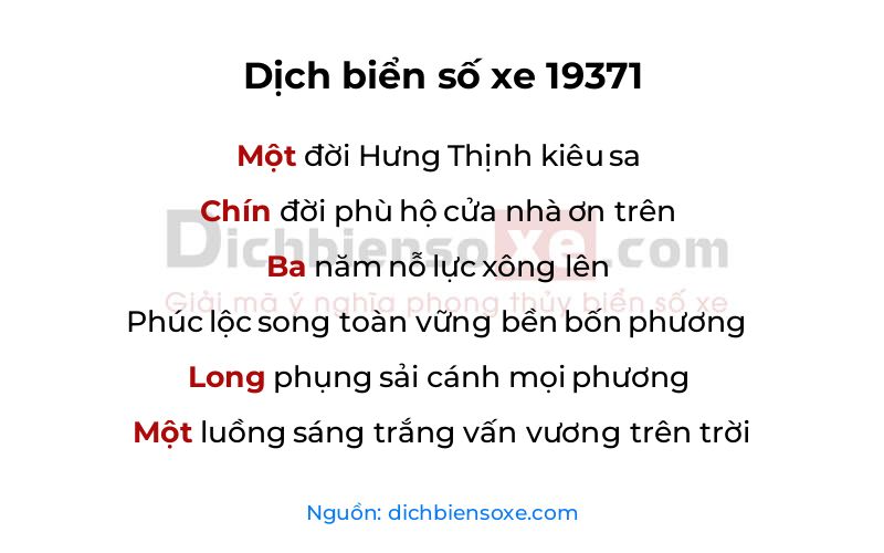 Dịch thơ biển số 19371