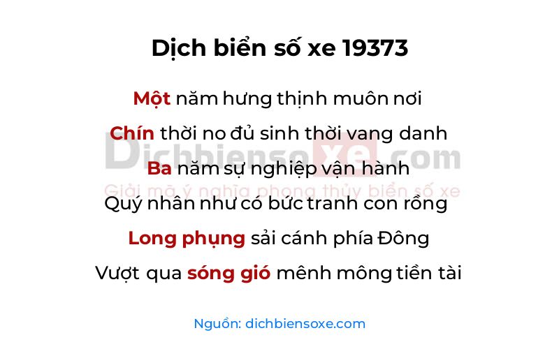 Dịch thơ biển số 19373