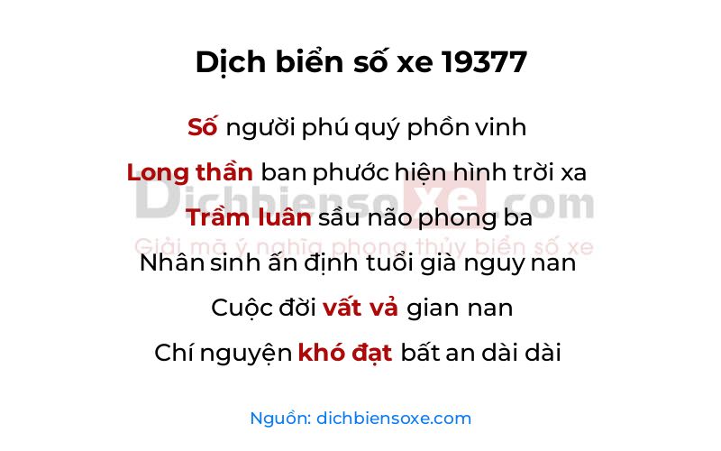 Dịch thơ biển số 19377