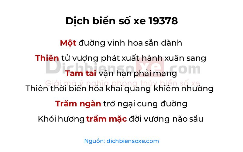 Dịch thơ biển số 19378