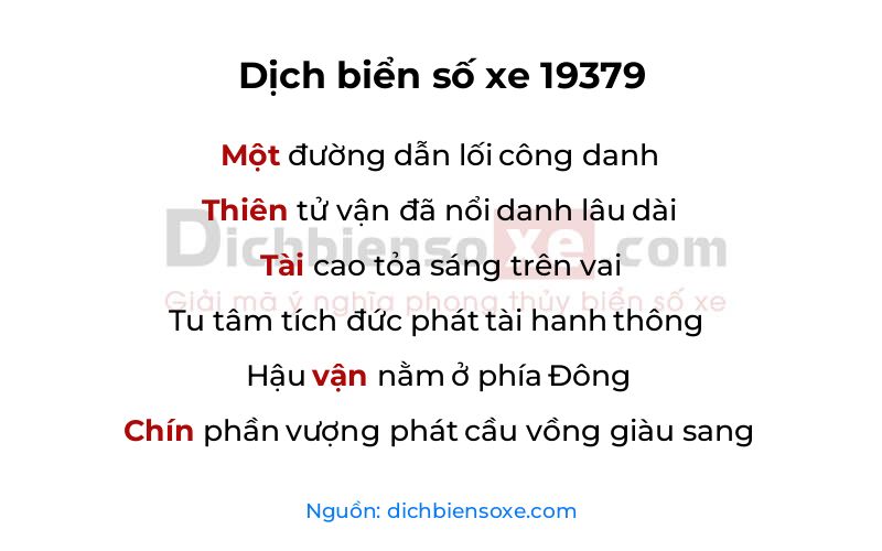 Dịch thơ biển số 19379
