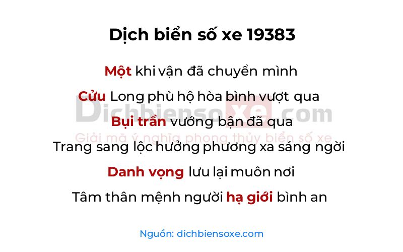 Dịch thơ biển số 19383