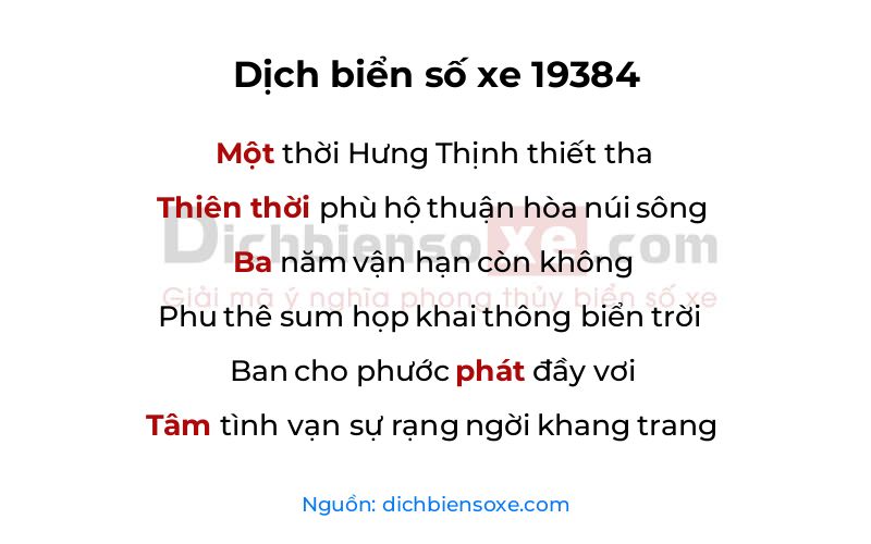 Dịch thơ biển số 19384