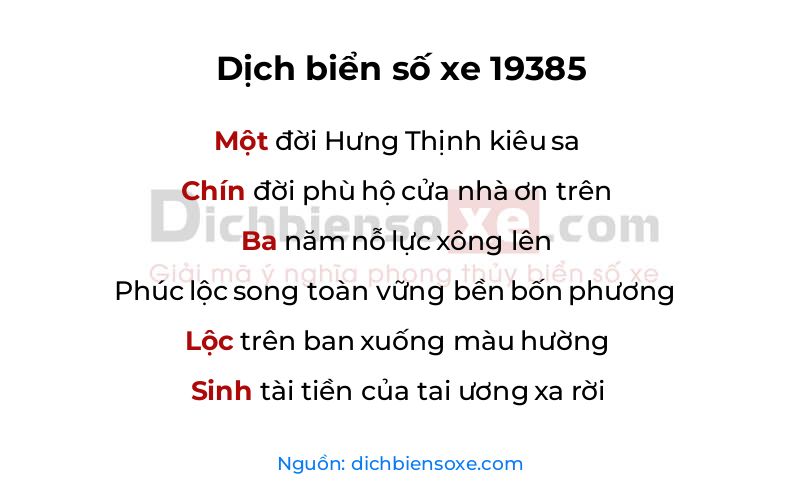 Dịch thơ biển số 19385