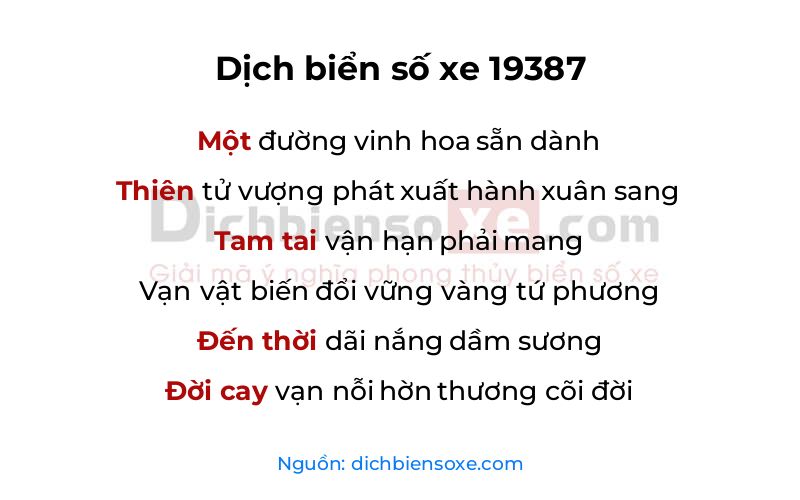 Dịch thơ biển số 19387