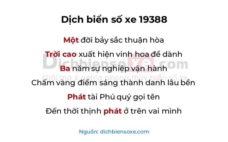 Dịch thơ biển số 19388