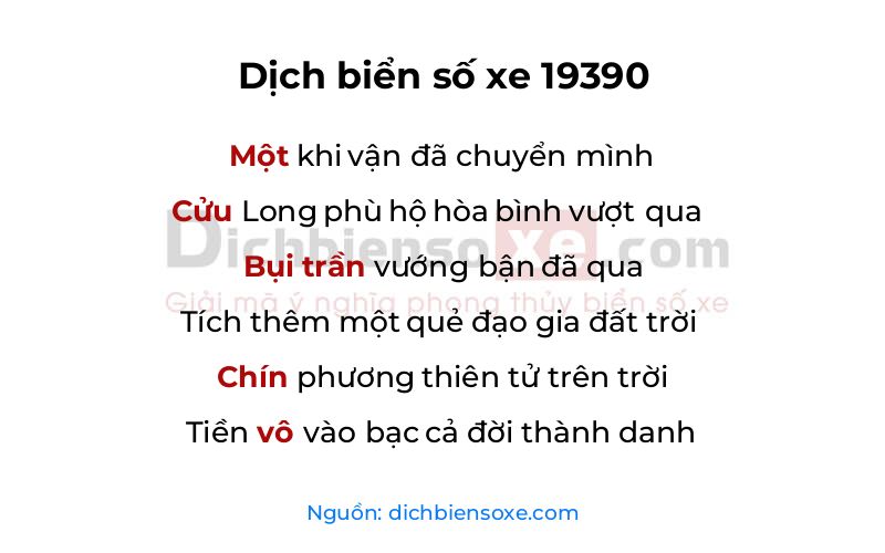 Dịch thơ biển số 19390