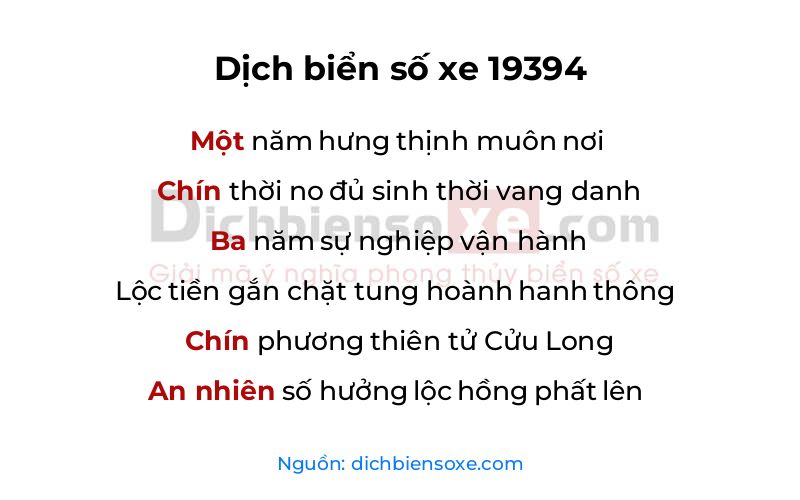 Dịch thơ biển số 19394