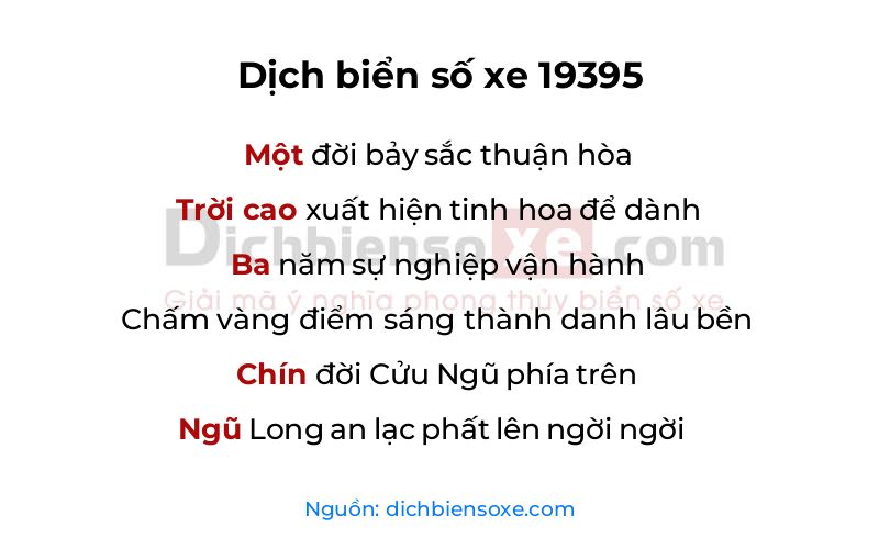 Dịch thơ biển số 19395