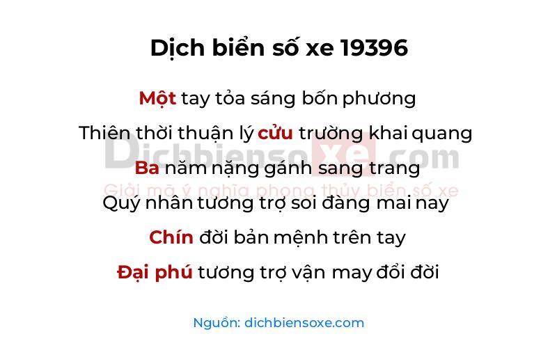 Dịch thơ biển số 19396