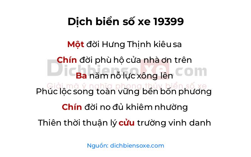 Dịch thơ biển số 19399