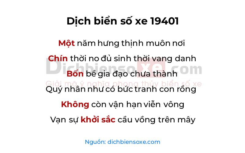 Dịch thơ biển số 19401