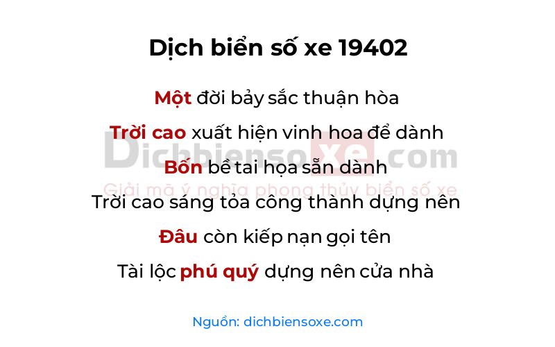 Dịch thơ biển số 19402