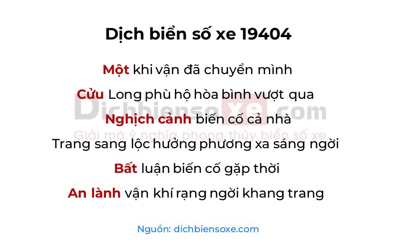 Dịch thơ biển số 19404