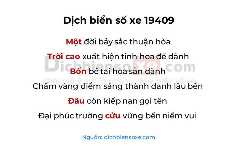 Dịch thơ biển số 19409